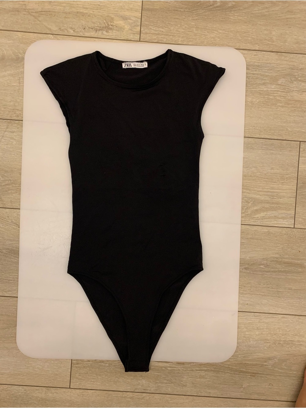 Zara Small Black Cap-Sleeve One-Piece Bodysuit